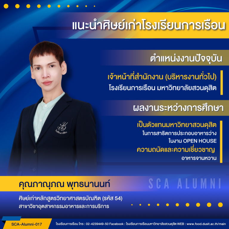 แนะนำศิษย์ของโรงเรียนการเรือน รหัส 54 คุณภาณุภณ พุทธนานนท์