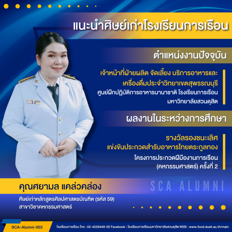 แนะนำศิษย์ของโรงเรียนการเรือน รหัส 59 คุณศยามล แคล่วคล่อง