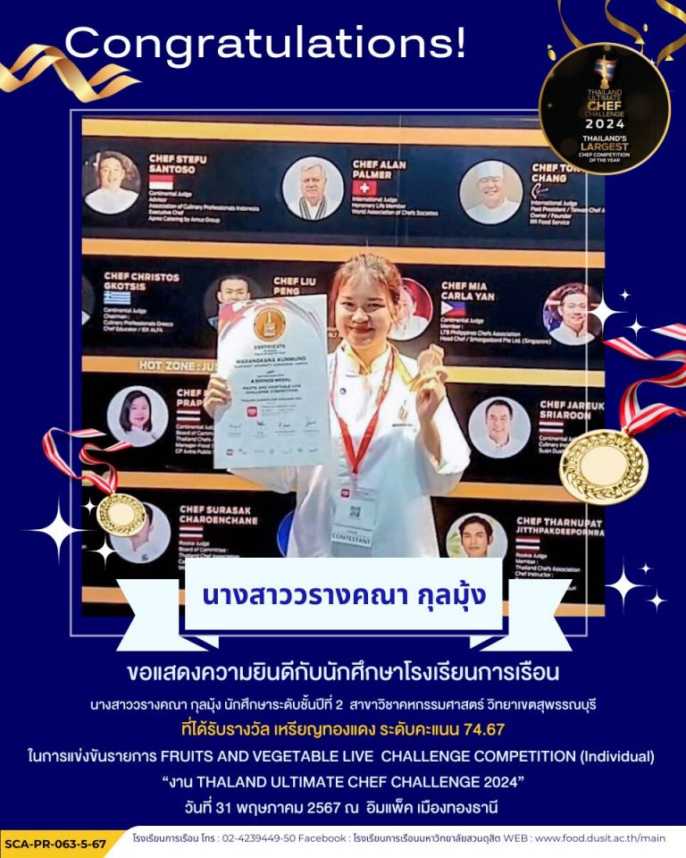 ขอแสดงความยินดีกับนักศึกษาโรงเรียนการเรือน