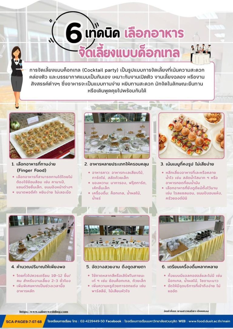 6 เทคนิค เลือกอาหารจัดเลี้ยงแบบค็อกเทล