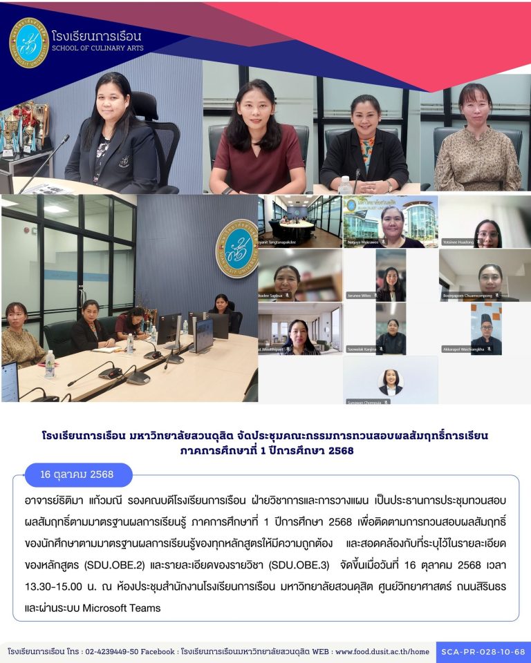 ประชุมทวนสอบผลสัมฤทธิ์ตามมาตรฐานผลการเรียนรู้ ภาคการศึกษาที่ 1 ปีการศึกษา 2568