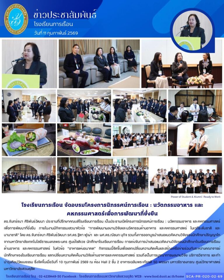 โครงการนิทรรศน์การเรือน : นวัตกรรมอาหาร และคหกรรมศาสตร์เพื่อการพัฒนาที่ยั่งยืน