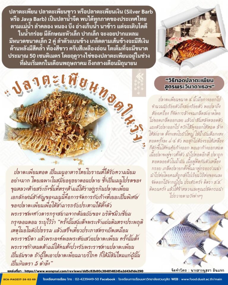 “ปลาตะเพียนทอดในวังหลวง” รสชาติจากห้องเครื่องพระวิมาดาเธอฯ