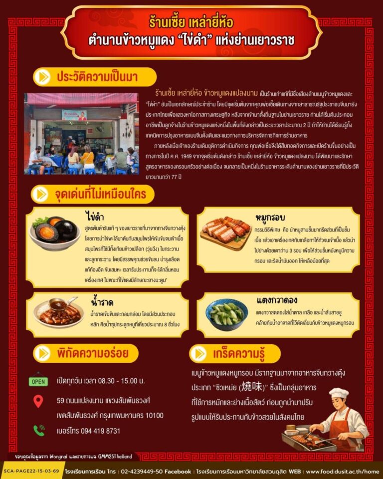 ร้านเซี้ย เหล่ายี่ห้อ ตำนานข้าวหมูแดง “ไข่ดำ” แห่งย่านเยาวราช