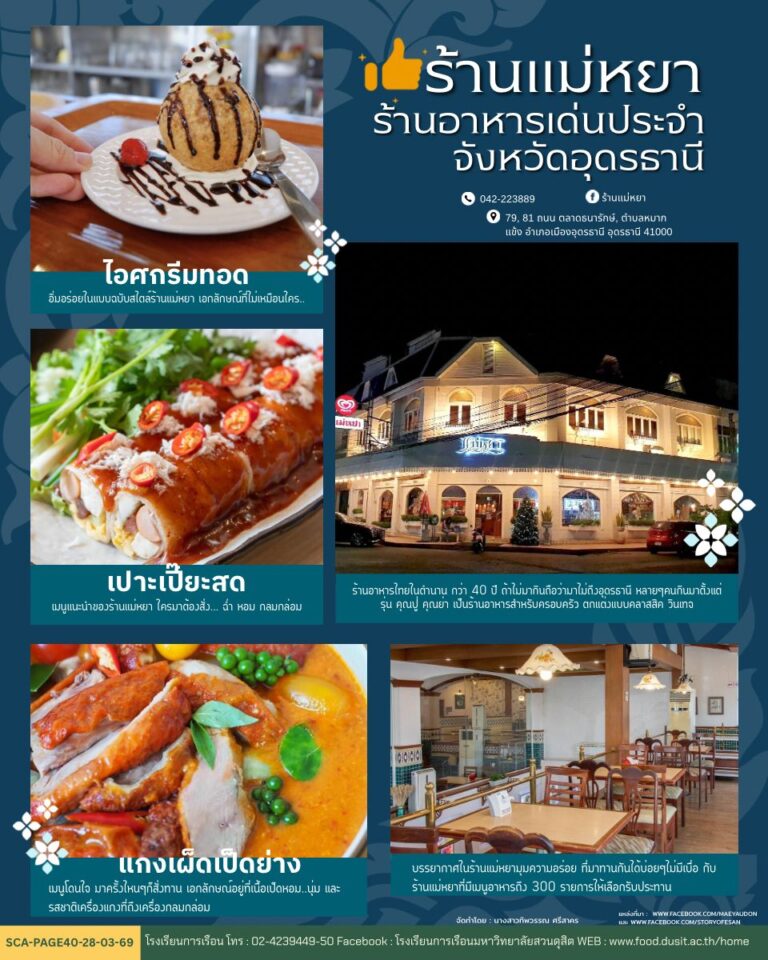 “ร้านแม่หยา” ร้านอาหารเด่นประจำพื้นที่ในประเทศไทย