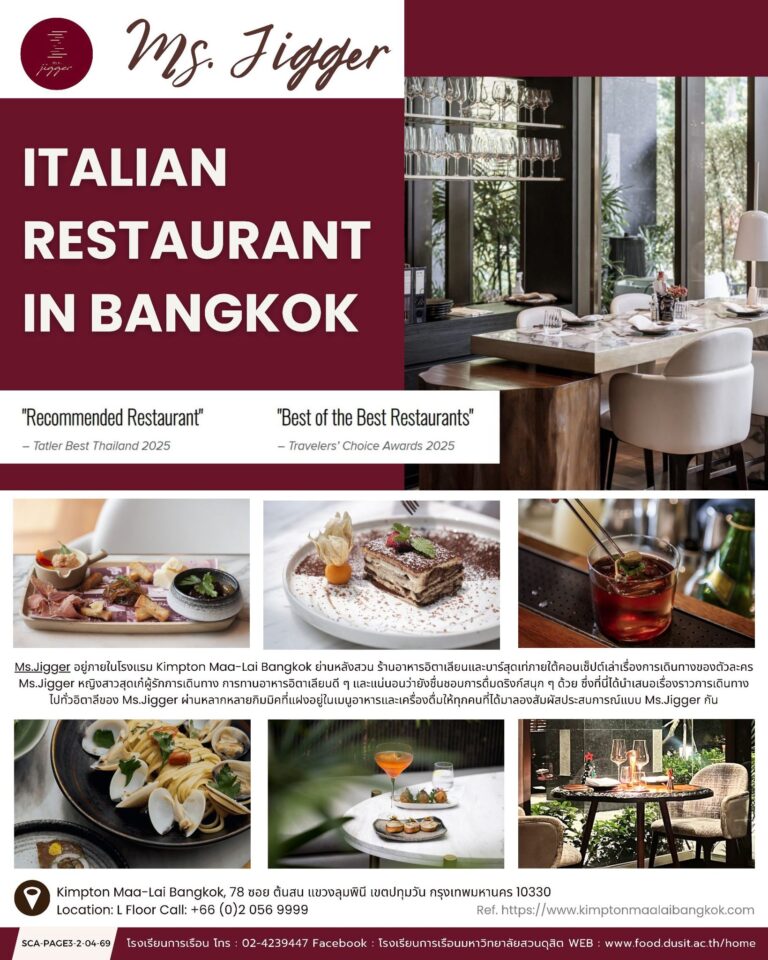 ร้านอาหารเด่นประจำพื้นที่ในประเทศไทย “ร้าน Ms.Jigger”
