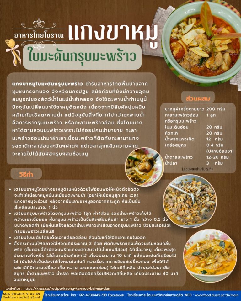 แกงขาหมูใบมะดันกรุบมะพร้าว (อาหารไทยโบราณ)