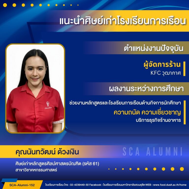 ขอแนะนำศิษย์เก่าของโรงเรียนการเรือน รหัส 61 คุณนันทวัฒน์ ด้วงเงิน