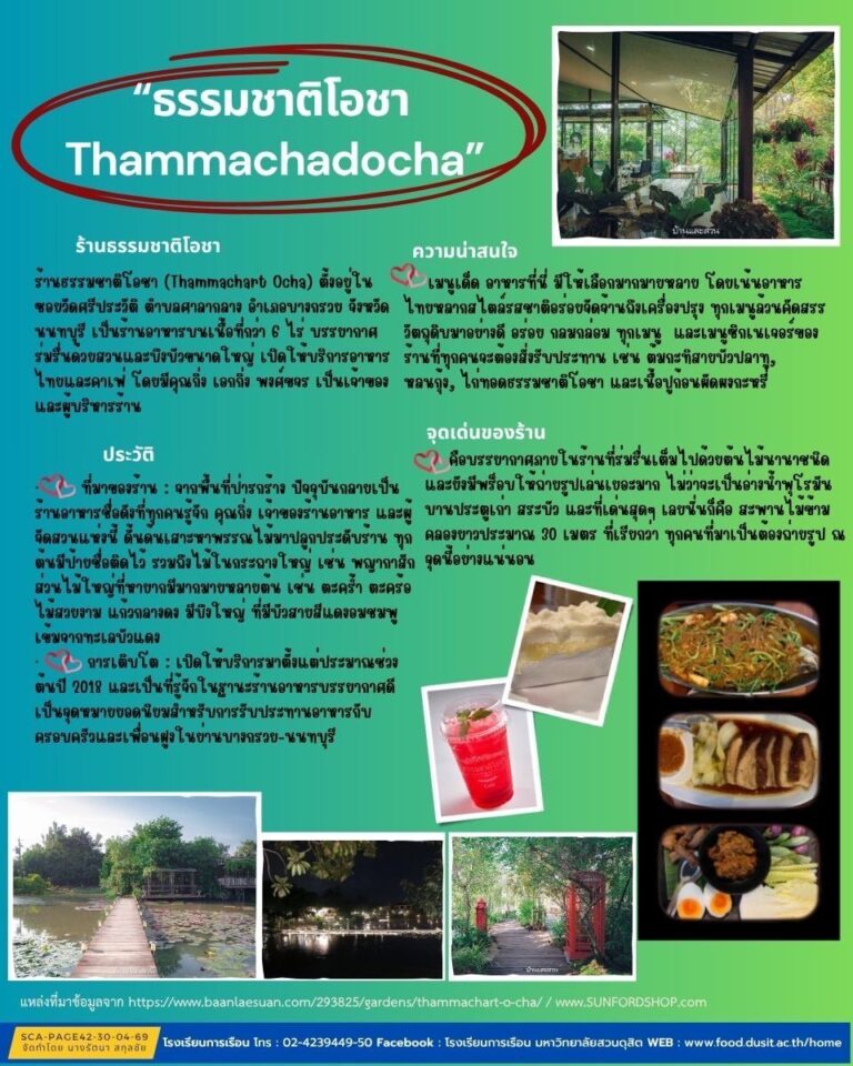 ร้านอาหาร “ ธรรมชาติโอชา (Thammachart Ocha) “
