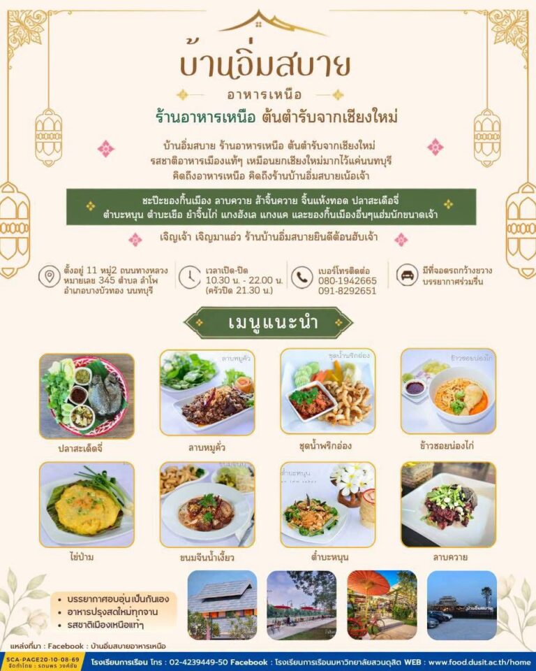 ร้าน บ้านอิ่มสบายอาหารเหนือ จังหวัดนนทบุรี