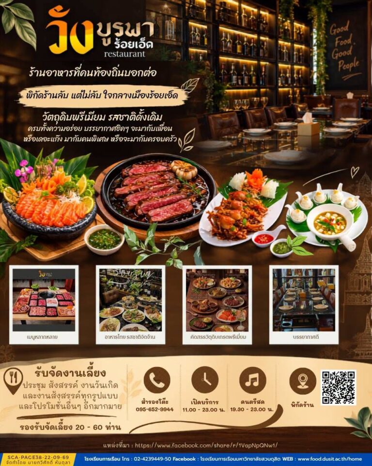 “ร้านอาหาร วังบูรพา จังหวัดร้อยเอ็ด”